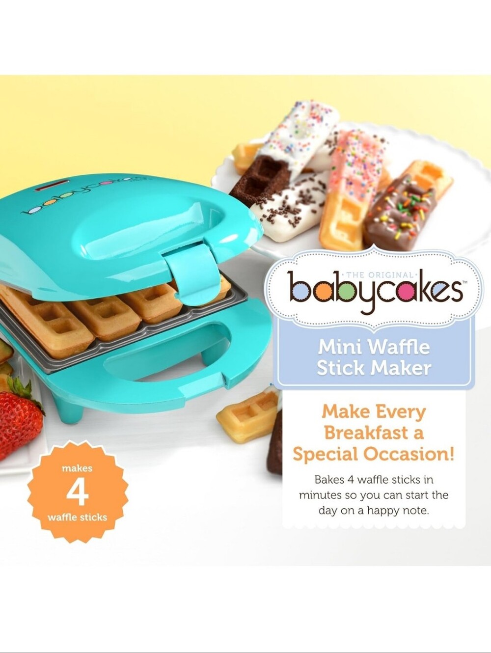 Babycakes Mini Waffle Stick Maker - Turquoise